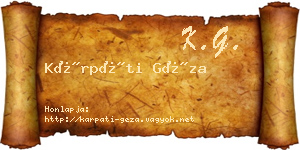 Kárpáti Géza névjegykártya